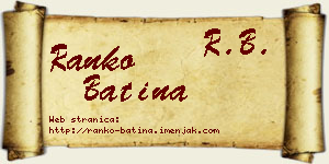 Ranko Batina vizit kartica